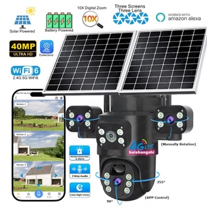 Eseecloud 2.4G 5G WiFi 3Lens 40MP 4G Sim Card Solar PTZ Camera Outdoor Network Wireless Bullet Surveillance CCTV <b>Security</b> Camera - Product Image 1