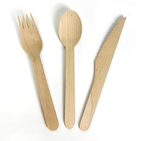 Individueel verpakte 50 kleine houten vorkjes, wegwerpbestek, fruit- en pastavork, lepel, mes en vork, mes en vork 2-in-1 bestekset