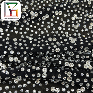 High Quality Popular <strong>Stretchable</strong> Stretchy Mesh Crystal <strong>Lace</strong> <strong>Fabric</strong> Luxury Bridal <strong>Lace</strong> Rhinestone Net <strong>Fabric</strong> for Evening Dresses - Product Image 6