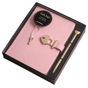 Cuaderno personalizado planificador organizador cubierta dura cuero PU A5 chica mujer rosa diario con cerradura