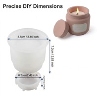 Grand moule en silicone pour pot à bougie avec couvercle, résistant à la chaleur et compatible four, moule rond en résine, béton, plâtre pour créations DIY