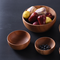 Saladier en céramique et bois d'acacia personnalisé Bol à fruits surdimensionné au design moderne pour les ustensiles de cuisine et la restauration pour le camping