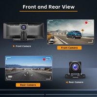 Écran tactile portable IPS 10,26 pouces pour rétroviseur de voiture avec CarPlay et Android Auto, caméra avant 2K et caméra de recul pour aide au stationnement