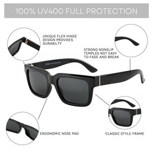 Lunettes de soleil polarisées UV400 rectangulaires carrées vintage tendance 2025, luxe noir bleu orange pour hommes et unisexe - Product Image 3