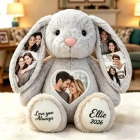 Lapin en peluche personnalisé avec photo, rembourrage en coton PP, broderie de nom, 28 cm, 40 cm, pour la décoration de la maison