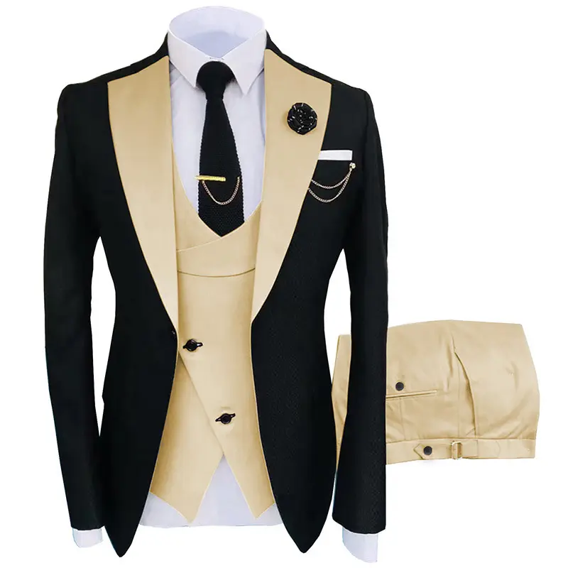 new arrival top quality luxury Business office wear 3 pieces Pants vest coat Formal Dress Brand Slim Fit men's suits