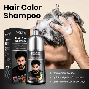 MOKERU Shampooing Colorant Professionnel 3-en-1 pour Hommes, Crème Noire Permanente, Couverture Rapide des <span class=keywords><strong>Cheveux</strong></span> Gris Sans Ammoniaque, Parfumé, <span class=keywords><strong>Cheveux</strong></span> & Barbe, 500ml - Product Image 5