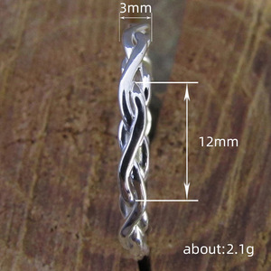Q936 <b>Silver</b> <b>Wedding</b> <b>Band</b> Minimalist Twisted Design Unisex Everyday Wear Ring Fine Jewelry - Product Image 4
