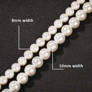 ضفيرة واحدة اللؤلؤ قلادة 18 بوصة قلادة مع تشيكوسلوفاكيا الصليب قلادة النساء الرجال حزب أسعار الجملة الهيب هوب مجوهرات - Product Image 5