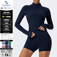 Ensemble de yoga 2 pièces grande taille pour femme – Haut respirant réversible à demi-zip et manches longues, short taille haute – Tenue de sport complète