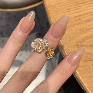 S925 Pure Silver Twin Rose <b>Ring</b> Elegant Romantic Luxury with Full Diamond Inlay Light Luxury Style <b>Open</b> Mouth <b>Ring</b> - Product Image 2