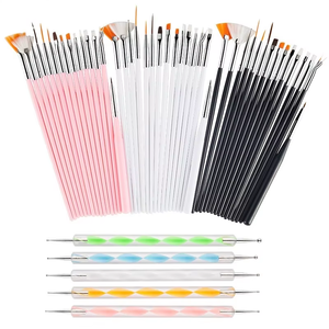 Kit de 36 outils de nail art professionnel pour salon, avec stylo de pointillage diamant et stylo de dessin à poils synthétiques, adapté aux débutants - Product Image 4