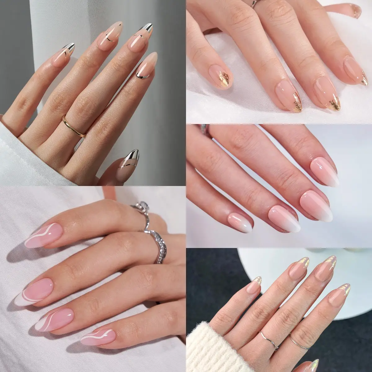 Private Label Wholesale High Quality Acrylic Artificial Fake Nails French Tips Press On Handmade Short Soft Gel Press On Nails