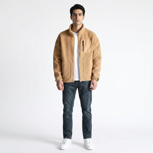 Manufacturer Thick Soft <b>Warm</b> Winter Coat Stand Collar Solid Color Custom Mens Sherpa <b>Fleece</b> <b>Jackets</b> - Product Image 1