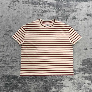 TS4154 T-Shirt a <span class=keywords><strong>Righe</strong></span> 100% Cotone di Alta Qualità Personalizzata Casual Ecologica Rossa <span class=keywords><strong>e</strong></span> Bianca a Manica Corta per Uomo - Product Image 1