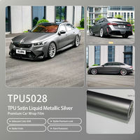 Film de protection pour voiture KUBN TPU Satin Liquid Metallic Silver, texture métallique satinée, nano-revêtement anti-décoloration.