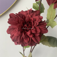 B-1055 Harga Pabrik Murah Bunga Dekorasi Wisuda Modern Bunga Dahlia Sutra Buatan Warna Burgundy Rangkaian Bunga Buatan Tangan Ukuran Besar
