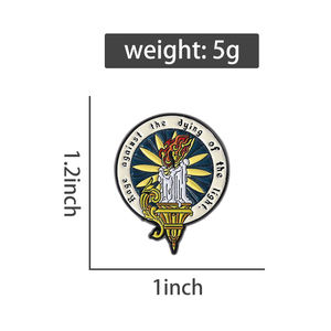 Rabbia contro la morte della spilla con spilla di smalto leggero che brucia la candela distintivo gioielli regalo per amici all'ingrosso - Product Image 6