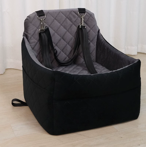 Asiento de Coche para Perros, Diseño Acolchado Gris con Cinturones de Seguridad y Bolsillos de Almacenamiento, Transportín de Viaje Lavable y Cómodo - Product Image 3