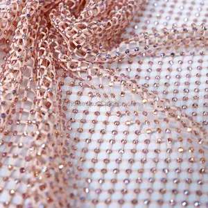 N001 Embellished Rhinestone Fabric Mesh Tulle Sparkly Wedding Glitter Crystal Mesh Fabric