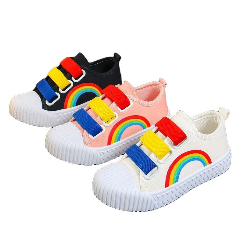 Rainbow Cheap Fashion Kids Shoes Slip on Canvas Sneakers Baby