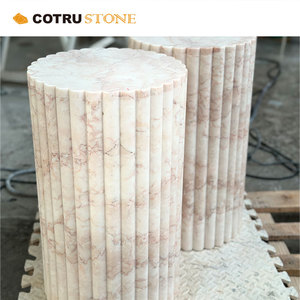 Table ronde en marbre rose crème poli, design tendance 2023, pour restaurant, restauration rapide, café, bistrot - Product Image 5