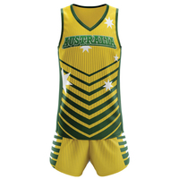 Ensemble maillot et short de basket-ball style australien avec impression par sublimation complète, logo personnalisé, nom et numéro gratuits