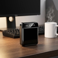 Power Bank Mini Warna-warni Ultra Tipis 10000mAh Colokan Ganda USB Type-C Tali Gantungan Layar LED Senter Pengisian Cepat Portabel