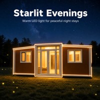 Casa Contenedor Expandible de 20 Pies con Doble Ala Plegable, Hogar Prefabricado Portátil, Casa Modular Pequeña, Estructura de Acero de Lujo Lista para Usar
