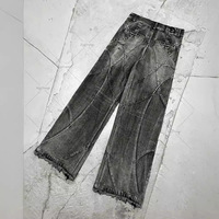 Jean en denim déchiré taille mi-haute à motifs de crânes pour homme, style gothique urbain, coupe droite, best-seller transfrontalier AliExpress, ODM