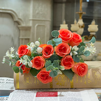 Roses artificielles fleurs avec tiges soie Rose Bouquet pour la Saint-Valentin mariage Vase Table pièce maîtresse bricolage décor
