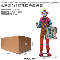 Payaso Animado de Helado para Halloween, con Movimiento, Ojos Iluminados y Sonido de Terror, para Decoración de Carnavales y Parques Temáticos