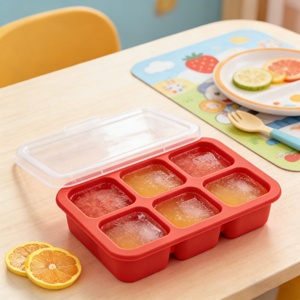 Molde Rectangular de Silicona Personalizado al por Mayor, Bandeja para Cubitos de Hielo de Seis Compartimentos, Reutilizable, de Grado Alimenticio, Caja para Alimentos Complementarios - Product Image 6