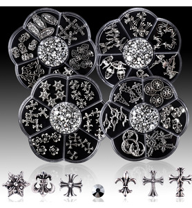 7Grid Silver Metal Nail Charms Cross Skull Design Vintage Nail Art Supplies Gothic Accessories for DIY Manicure Nail Jewelry - Product Image 2