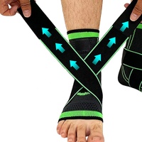 Attelle de cheville élastique tricotée avec sangles de compression, support de cheville réglable antidérapant et respirant pour la protection sportive