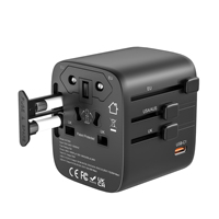 Adaptateur de voyage universel Wontravel 1USB+3 ports Type-C certifié CE/FCC Entrée 100-240V Sécurité Chargeur 5V 3400mA Tout-en-un