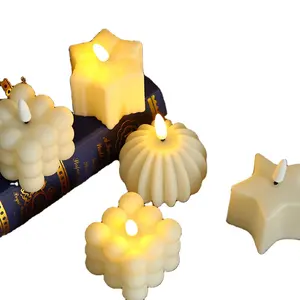 创意3D小魔方形状电蜡烛电子气氛蜡烛灯发光二极管塑料蜡烛灯