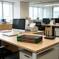 Switch Jaringan Gigabit 16 Port 10/100/1000Mbps 38Gbps Plug and Play QoS Stackable untuk Kamera IP NVR SMB Desktop