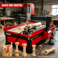 Machine de gravure CNC 4 axes 1325, routeur à bois 3D avec dispositif rotatif pour colonnes, rails, pieds, sculptures