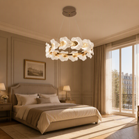 Lustre en cristal avec design en forme de feuille à une seule couche, traitement de surface doré, style moderne