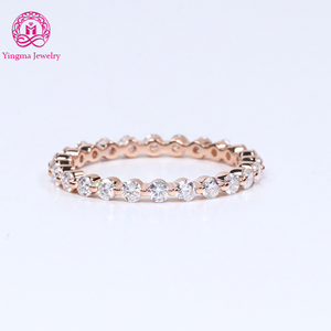 2mm Bezel Setting DEF Ronde Briljant Geslepen Lab Grown Diamanten Ring 14k 18k Echt Rosegoud Lab Diamant <span class=keywords><strong>Eternity</strong></span> Volle Band Ring - Product Image 1