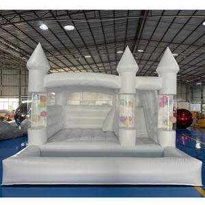 Château <span class=keywords><strong>Gonflable</strong></span> Commercial Blanc Aeor Yard pour Enfants avec Piscine et Souffleur - Product Image 1