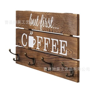 Étagère murale en bois pour cuisine, porte-tasses à café et thé, porte-clés, rectangulaire, polyvalente - Product Image 5