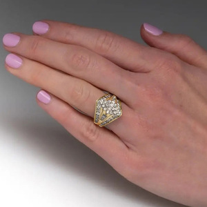 Anello da Donna T0689 in Oro Massiccio 18K con Diamante Naturale Taglio Brillante Rotondo Colore G, Gioiello di Fidanzamento - Product Image 4