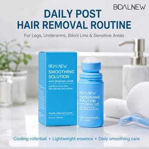 Solution dépilatoire corporelle lissante ODM/OEM avec roll-on à l'huile essentielle <span class=keywords><strong>de</strong></span> réglisse et sérum anti-poils incarnés aux AHA/BHA/PHA - Product Image 1