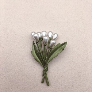 Broche de Pérolas em Forma de Flor na Cor Verde Vintage para Mulheres, Presente de Joias - Product Image 6