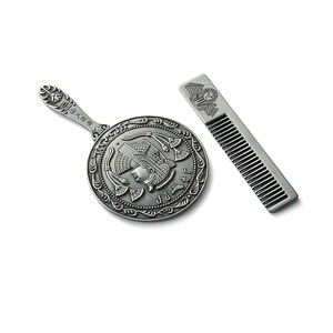 Miroir de poche de haute qualité avec peigne, en alliage de zinc, style égyptien - Product Image 6