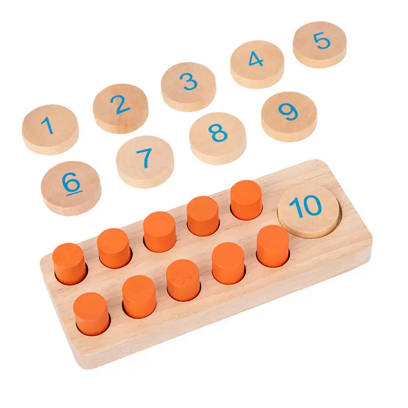 Hot Sell Preschool Math Game 1-10 number cognitive Matching wooden sensory toys counting board for toddler kids baby babies