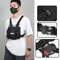Sac à dos tactique noir à double poche poitrine avec cadre externe universel pour radio CB et talkie-walkie, idéal pour le sport