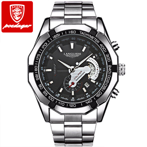 Montre à quartz POEDAGAR Montres pour hommes Marque haut de gamme Luxe Acier inoxydable Étanche Lumineux Date Affaires Poignet pour homme - Product Image 5